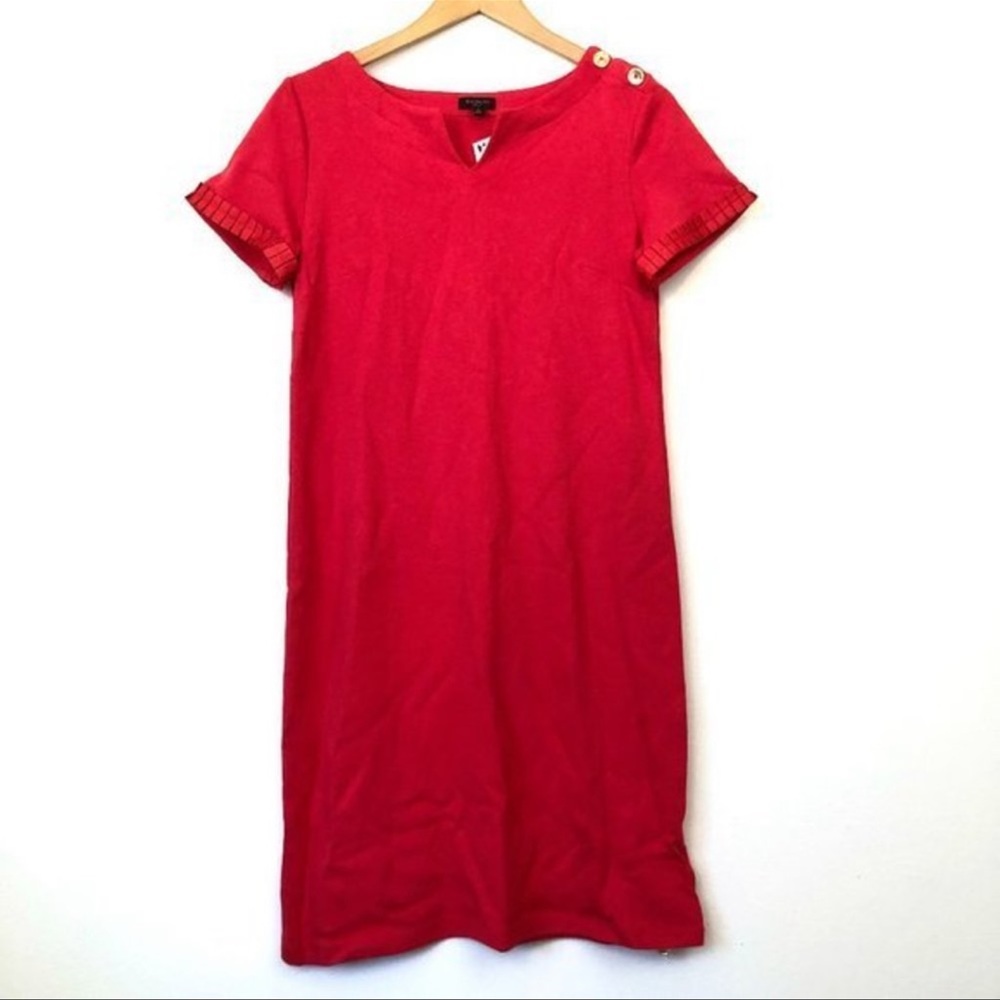 NEW NWT TALBOTS Solid Bright Red 100%
Cotton Shift Dress PETITE Small SP PS